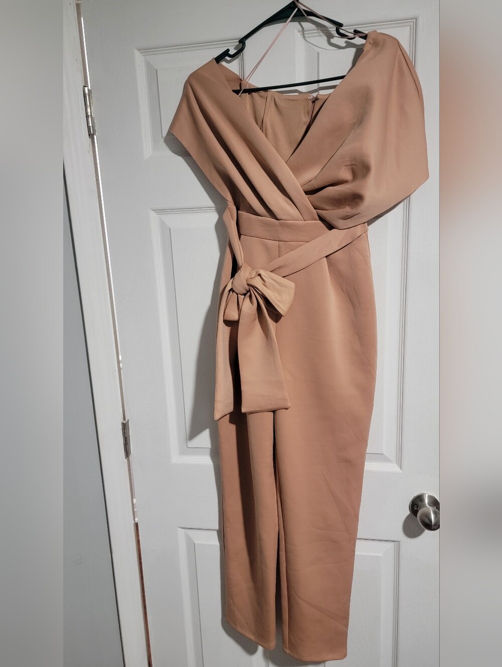 ASOS One-Shoulder Jumpsuit in Nude Tan